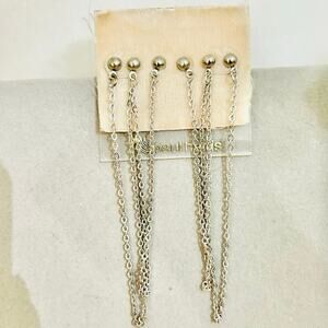 Vintage Paul Harris Silver Tone Triple Pierced Dangle Earrings